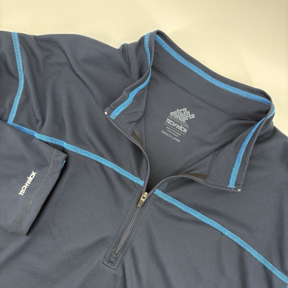 Eastern Mountain Sports EMS Men's Extra Large Long Sleeve Blue 1/4 Zip Techwick